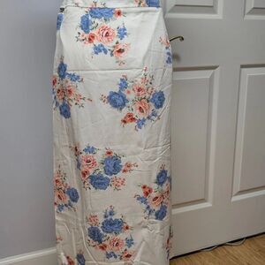 LOFT Floral Tie Belted Maxi Wrap Skirt Cotton Blend Size 8 NWT
